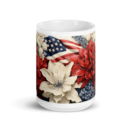 Patriotic Ceramic Mug White "Flower Bouquet" M830004