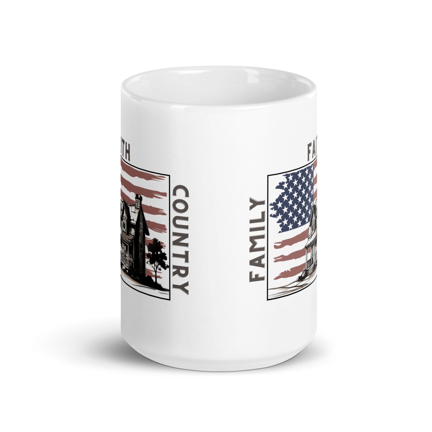 Patriotic Ceramic Mug White "Family Faith Country" M830007