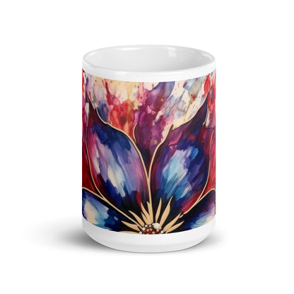 Patriotic Ceramic Mug White "Flowery Design" M830017