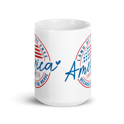 Patriotic Ceramic Mug White "America - Land of the Free" M830021