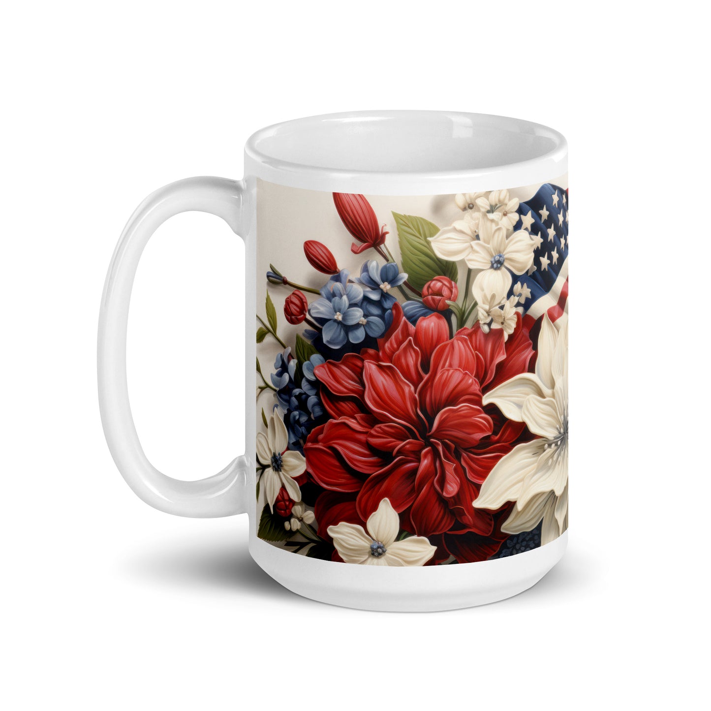 Patriotic Ceramic Mug White "Flower Bouquet" M830004