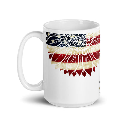 Patriotic Ceramic Mug White "Red White and Blue Flower" M830015