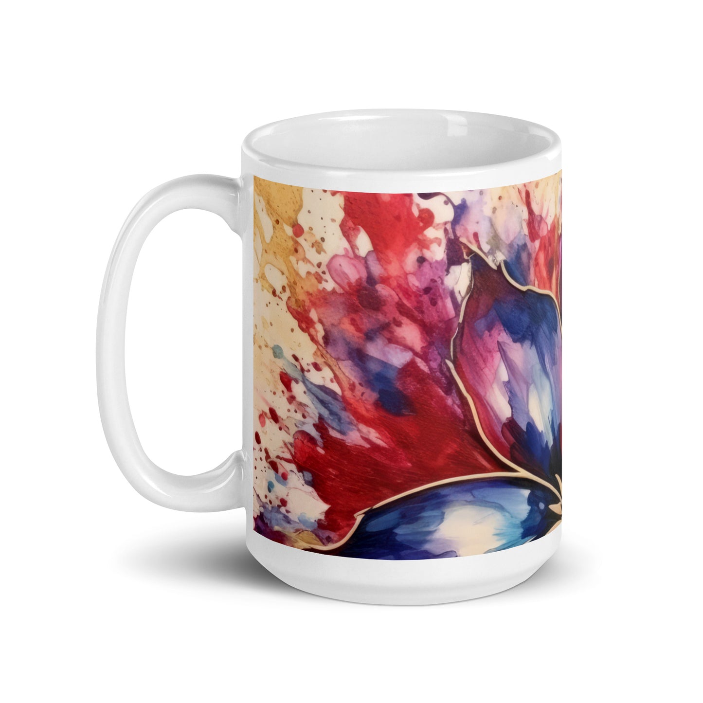 Patriotic Ceramic Mug White "Flowery Design" M830017