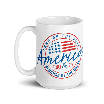 Patriotic Ceramic Mug White "America - Land of the Free" M830021