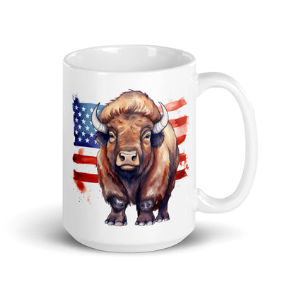 Patriotic Ceramic Mug White "American Bison" M830001