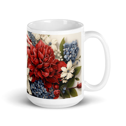 Patriotic Ceramic Mug White "Flower Bouquet" M830004