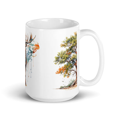 Patriotic Ceramic Mug White "Native Deer" M830012