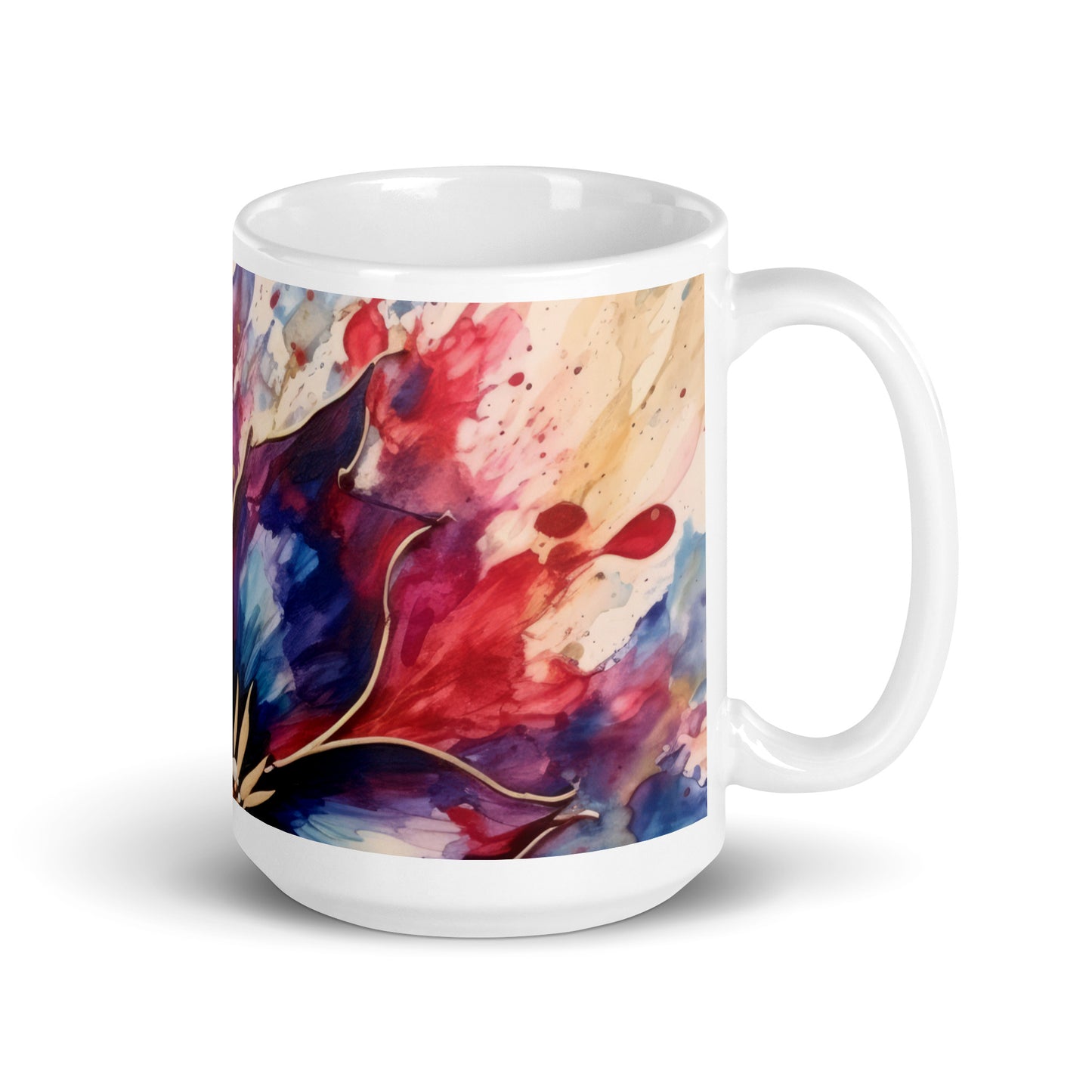 Patriotic Ceramic Mug White "Flowery Design" M830017