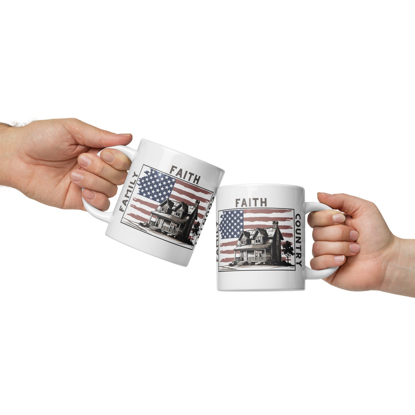 Patriotic Ceramic Mug White "Family Faith Country" M830007