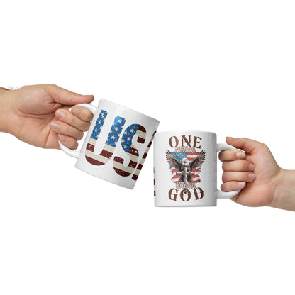 Patriotic Ceramic Mug White "USA One Nation Under God" M830019