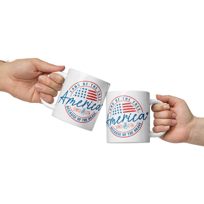 Patriotic Ceramic Mug White "America - Land of the Free" M830021