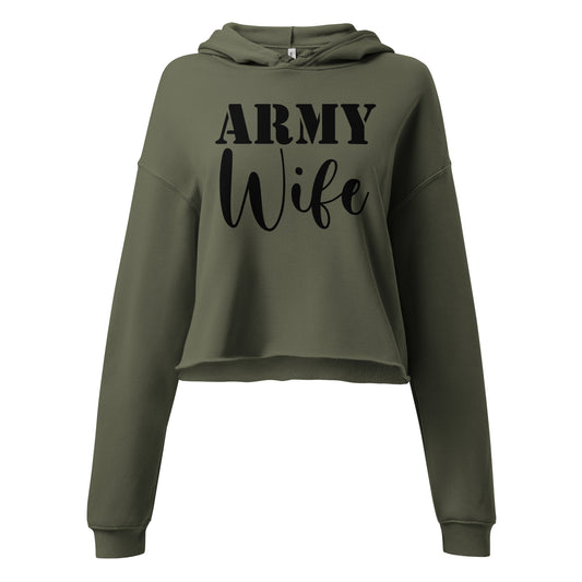 Patriotic Crop Hoodie Women "Army Wife" H210034