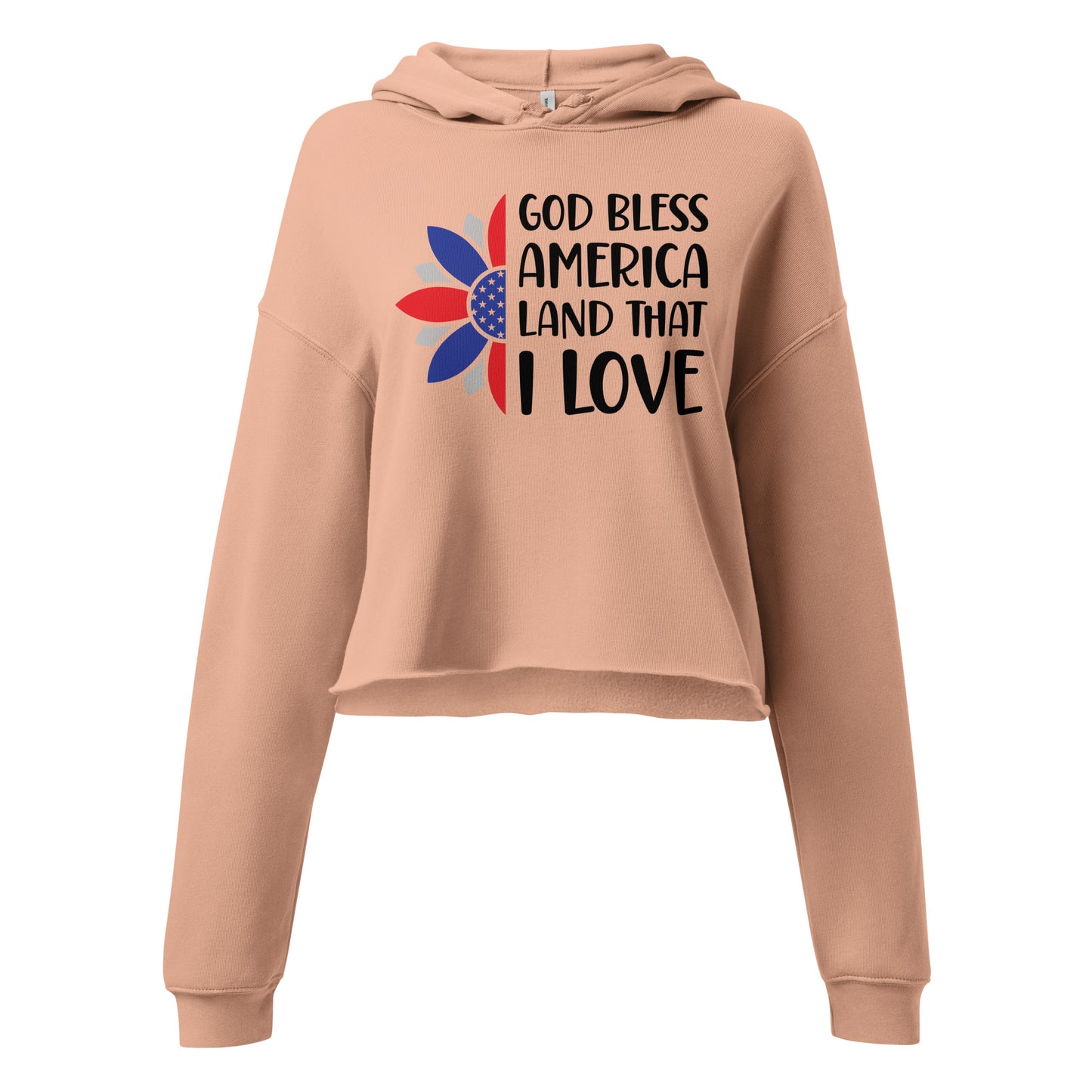 Patriotic Crop Hoodie Women "God Bless America Land that I Love" H210031