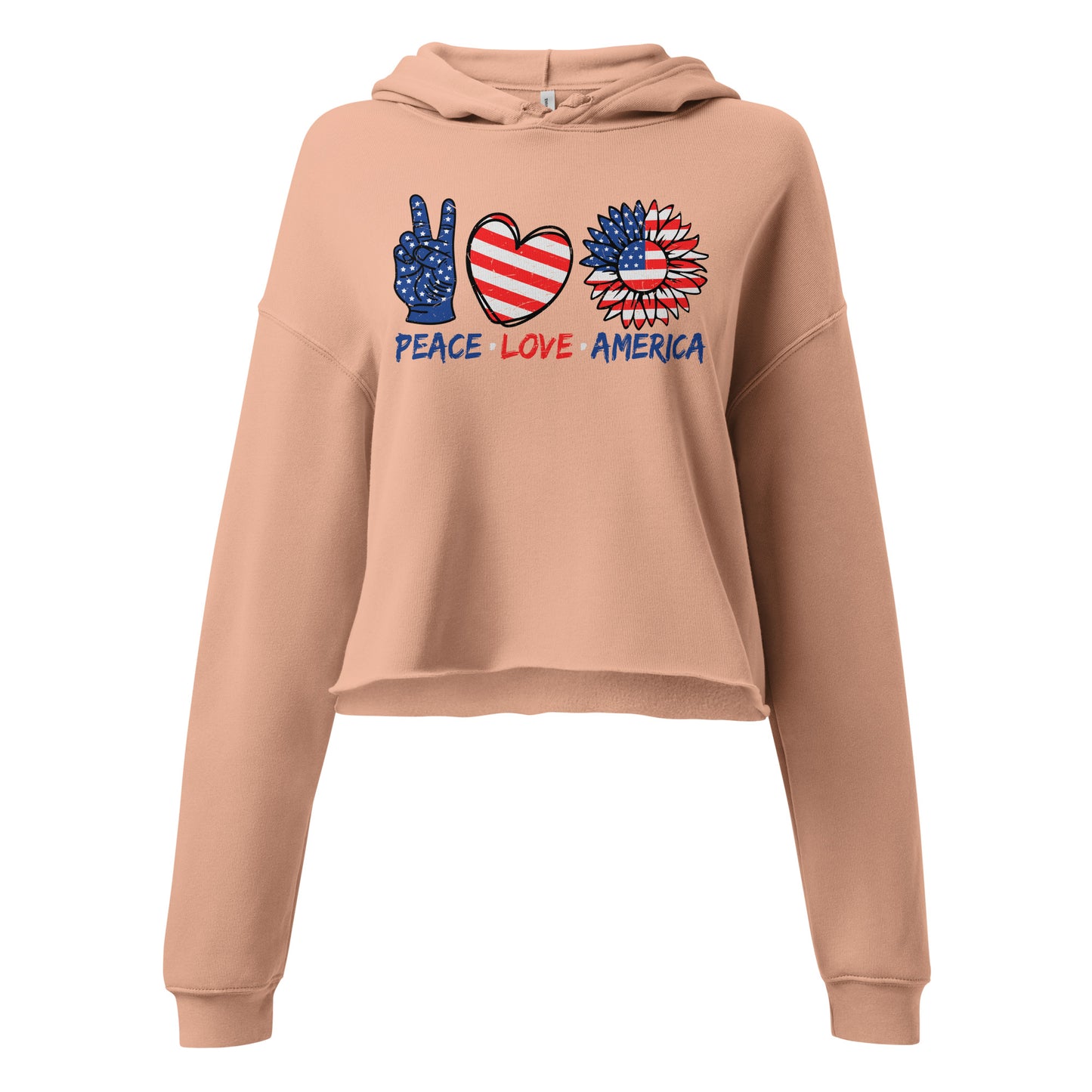 Patriotic Crop Hoodie Women "Peace Love America" H210032