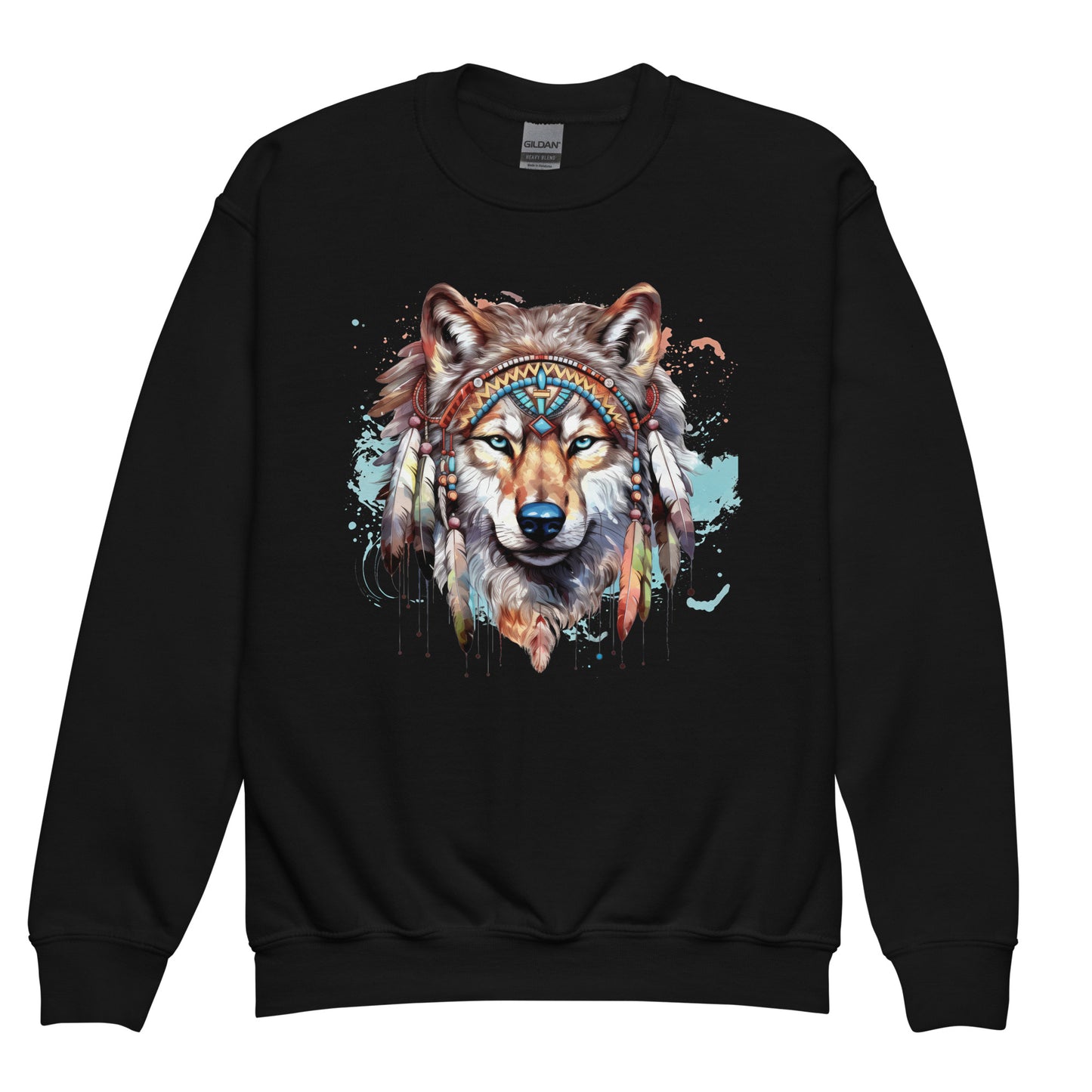 Patriotic Kids Sweatshirt "Native Wolf" H300003