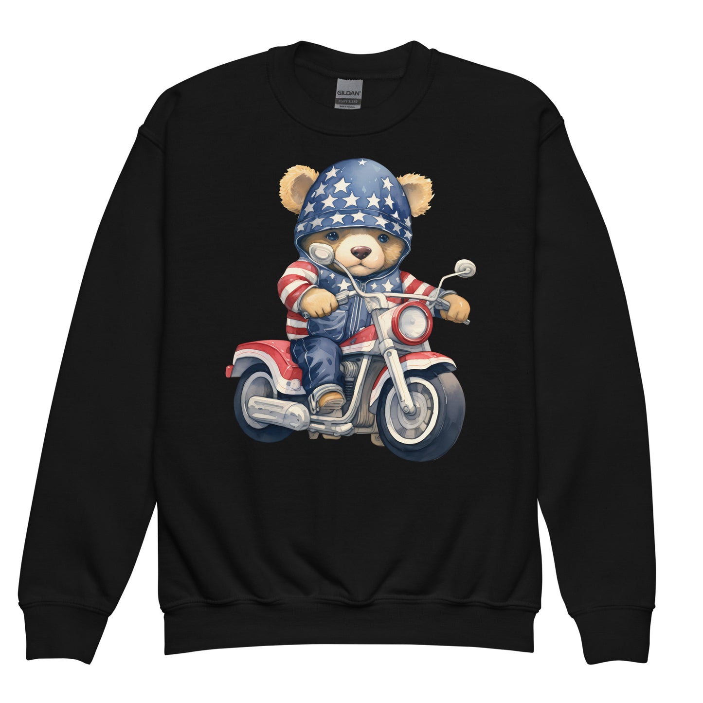 Patriotic Kids Sweatshirt "Biker Teddy" H300035