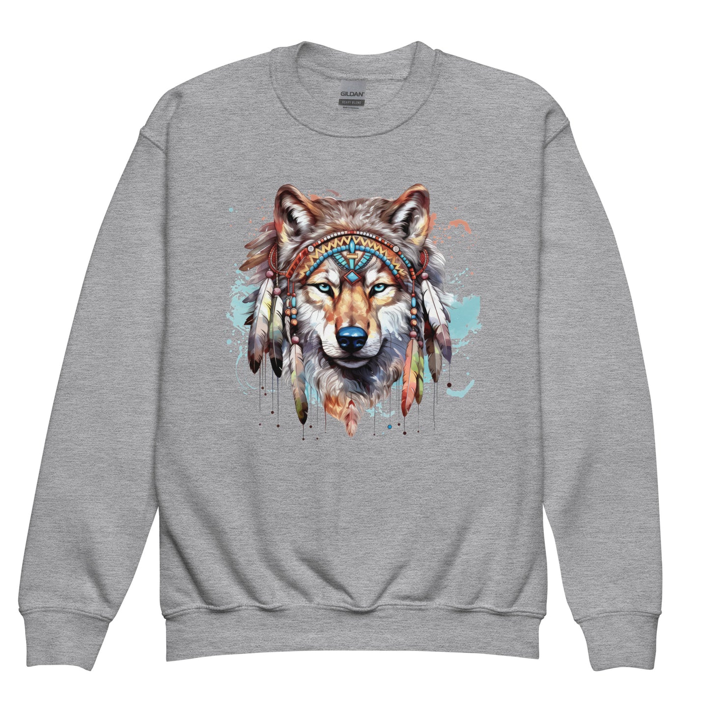 Patriotic Kids Sweatshirt "Native Wolf" H300003