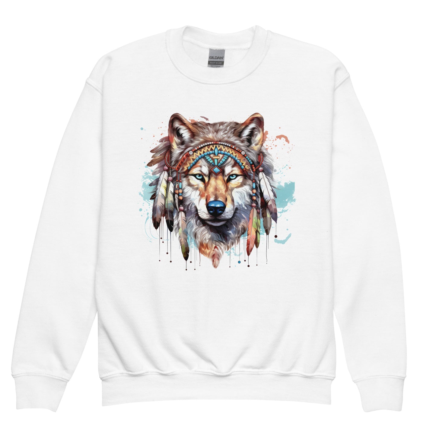 Patriotic Kids Sweatshirt "Native Wolf" H300003