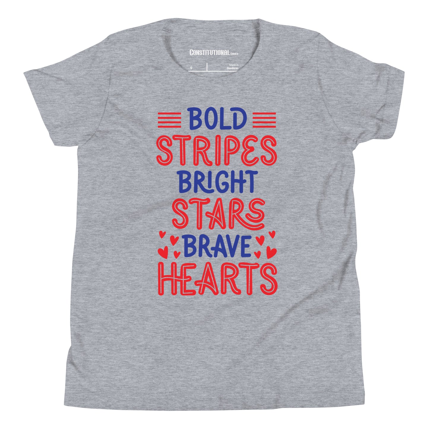 Patriotic T-Shirt for Kids "Bold Stripes Bright Stars Brave Hearts" TS320010