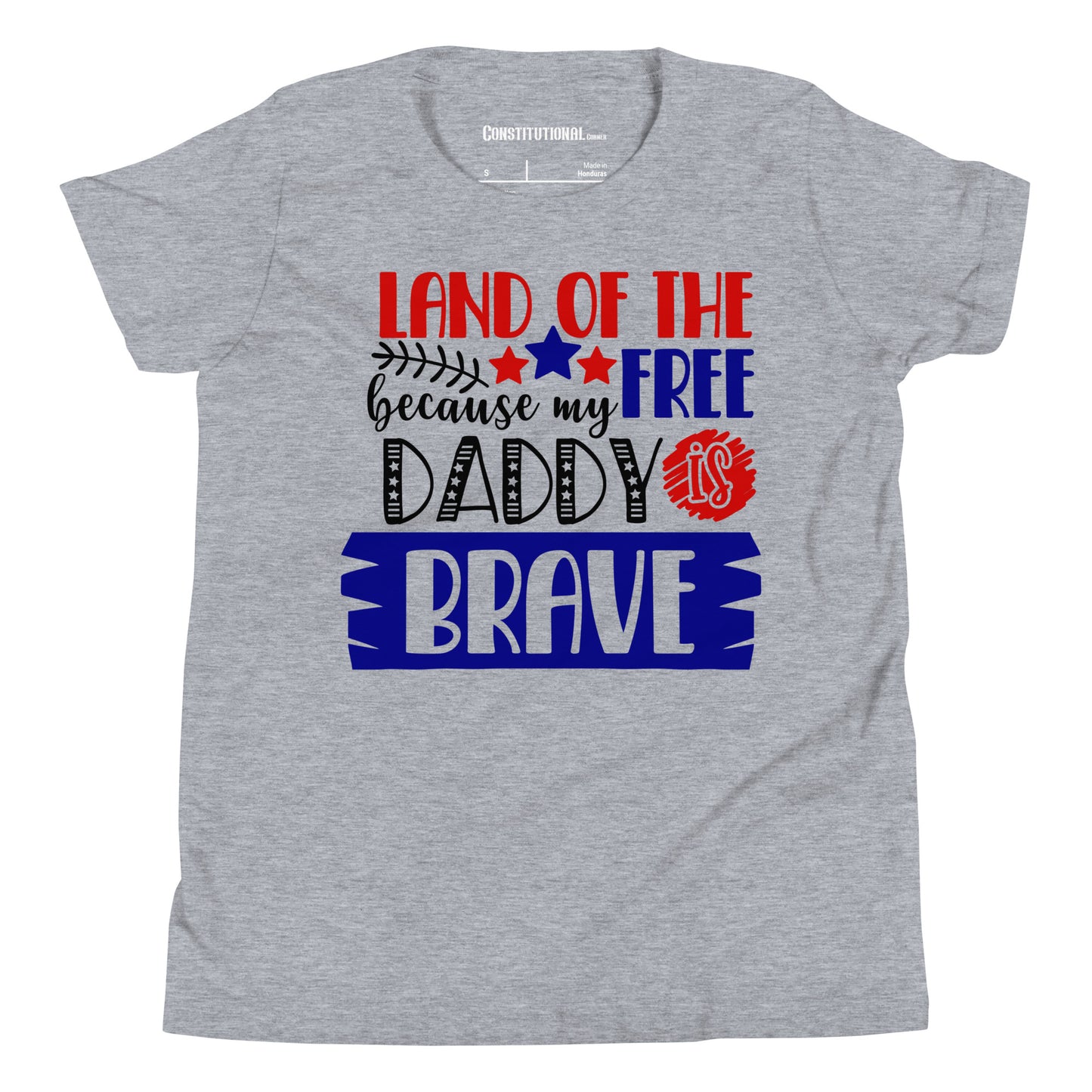 Patriotic T-Shirt for Kids "Land of the Free because Daddy is Brave" TS320011