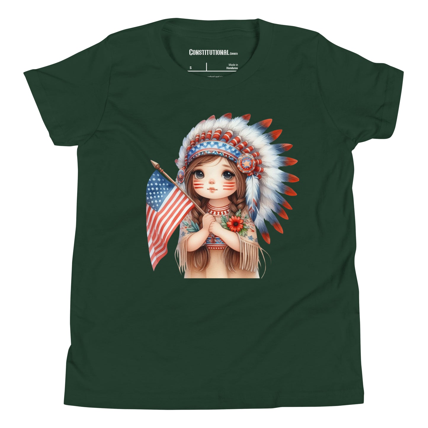 Patriotic T-Shirt for Kids "Native American Girl" TS320015