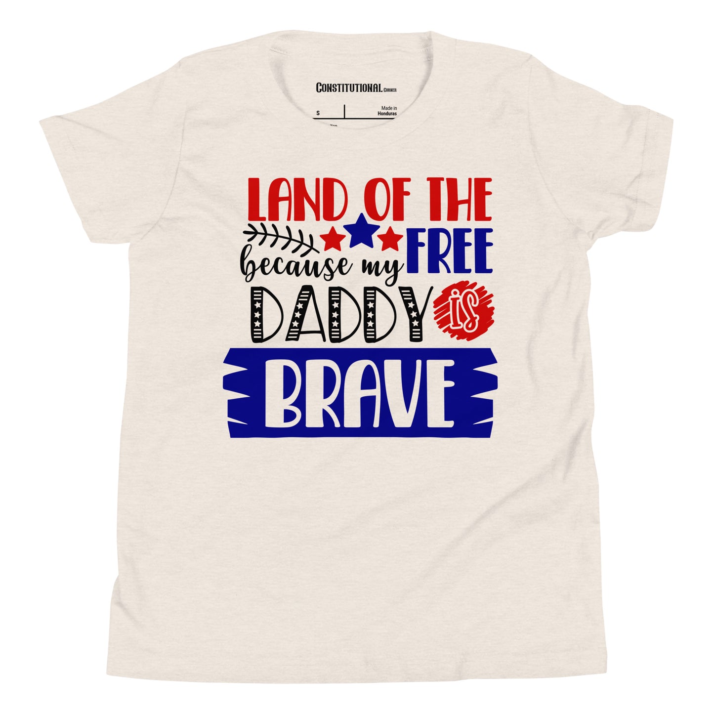 Patriotic T-Shirt for Kids "Land of the Free because Daddy is Brave" TS320011