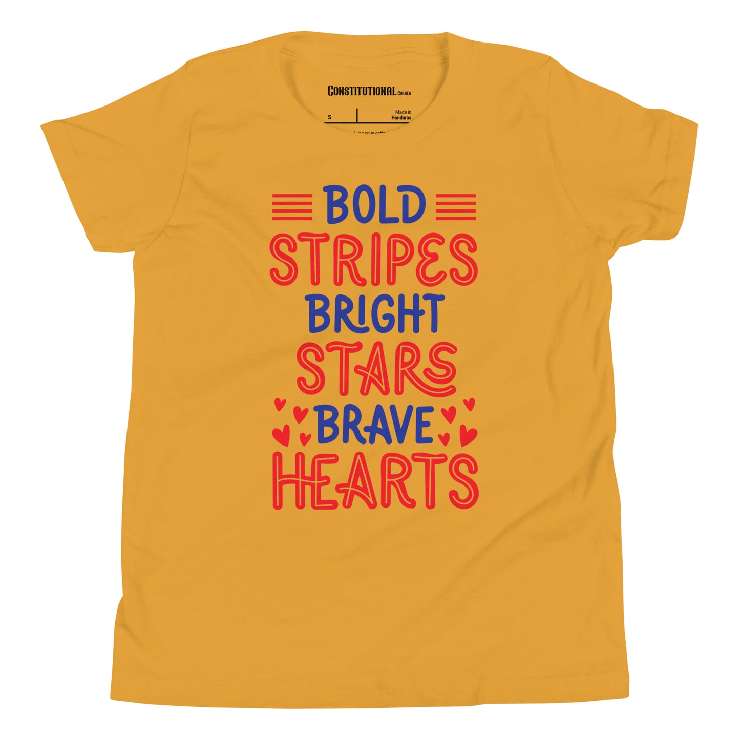 Patriotic T-Shirt for Kids "Bold Stripes Bright Stars Brave Hearts" TS320010